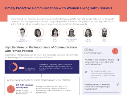 Helpful infographic for health care professionals which uncovers insights about the importance of considering family planning as part of psoriasis care for women.